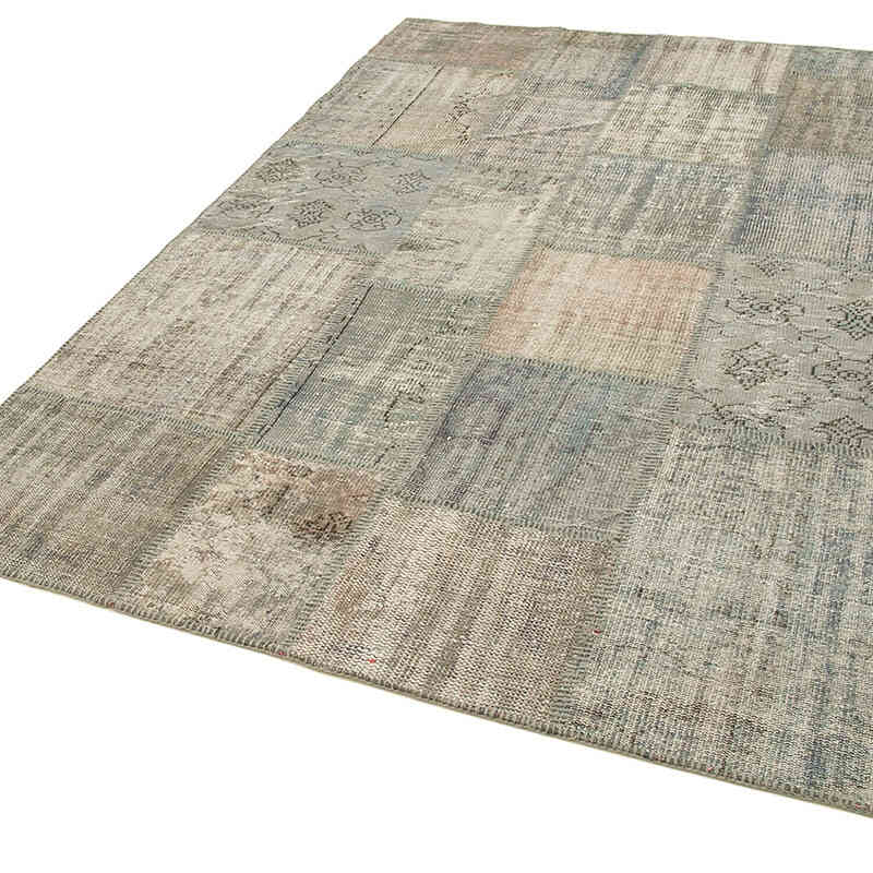 Patchwork Hand-Knotted Turkish Rug - 5' 9" x 7' 11" (69" x 95") - K0064177