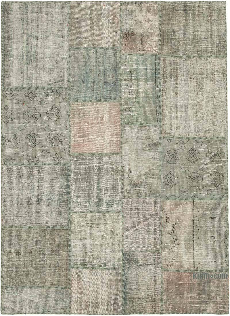 Patchwork Hand-Knotted Turkish Rug - 5' 9" x 7' 11" (69" x 95") - K0064177