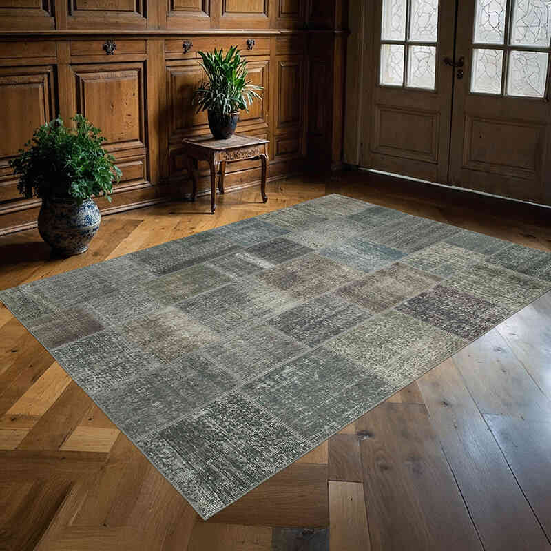 Patchwork Hand-Knotted Turkish Rug - 5' 9" x 7' 10" (69" x 94") - K0064180