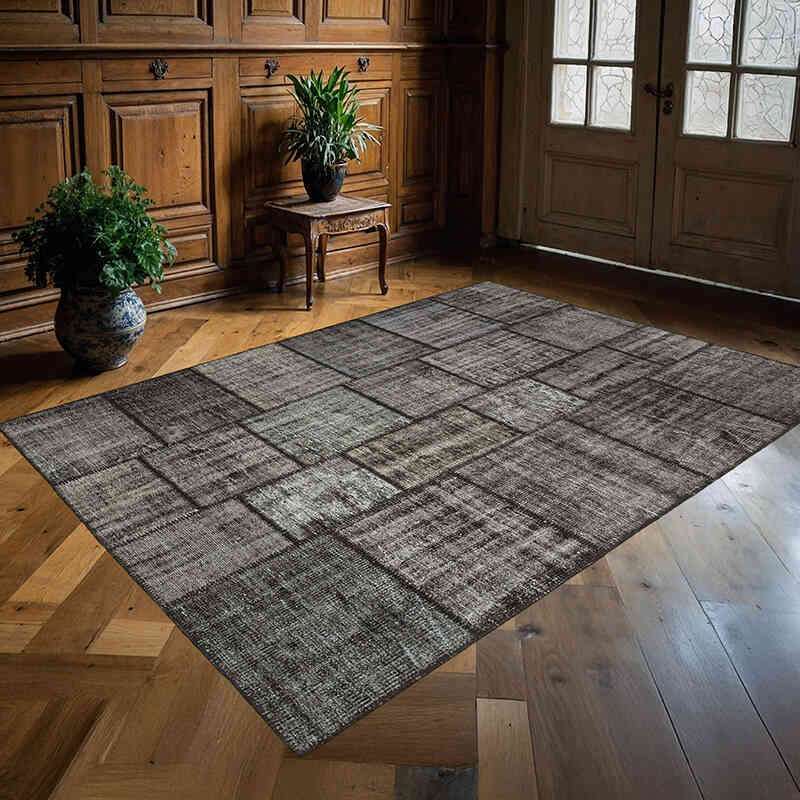 Patchwork Hand-Knotted Turkish Rug - 5' 9" x 8'  (69" x 96") - K0064185