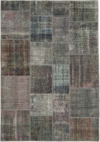 Patchwork Hand-Knotted Turkish Rug - 5' 7" x 7' 10" (67" x 94")