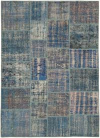 Patchwork Hand-Knotted Turkish Rug - 5' 9" x 8'  (69" x 96")