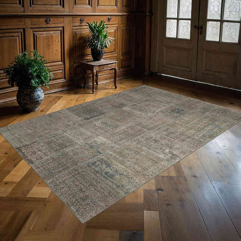 Patchwork Hand-Knotted Turkish Rug - 5' 7" x 8'  (67" x 96") - K0064190