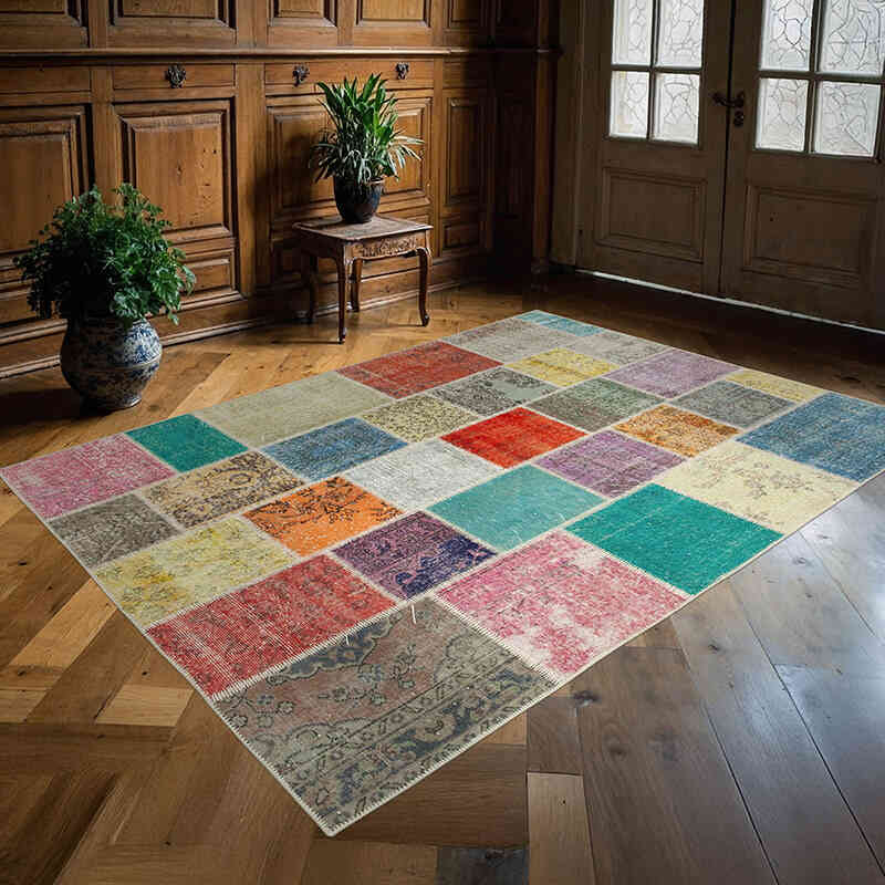Patchwork El Dokuma Halı - 176 cm x 240 cm - K0064191