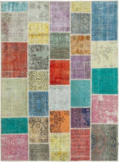 Patchwork Hand-Knotted Turkish Rug - 5' 9" x 7' 10" (69 in. x 94 in.)