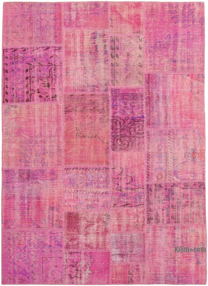 Patchwork Hand-Knotted Turkish Rug - 5' 8" x 7' 10" (68" x 94") - K0064194