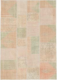Patchwork Hand-Knotted Turkish Rug - 5' 8" x 7' 11" (68" x 95")