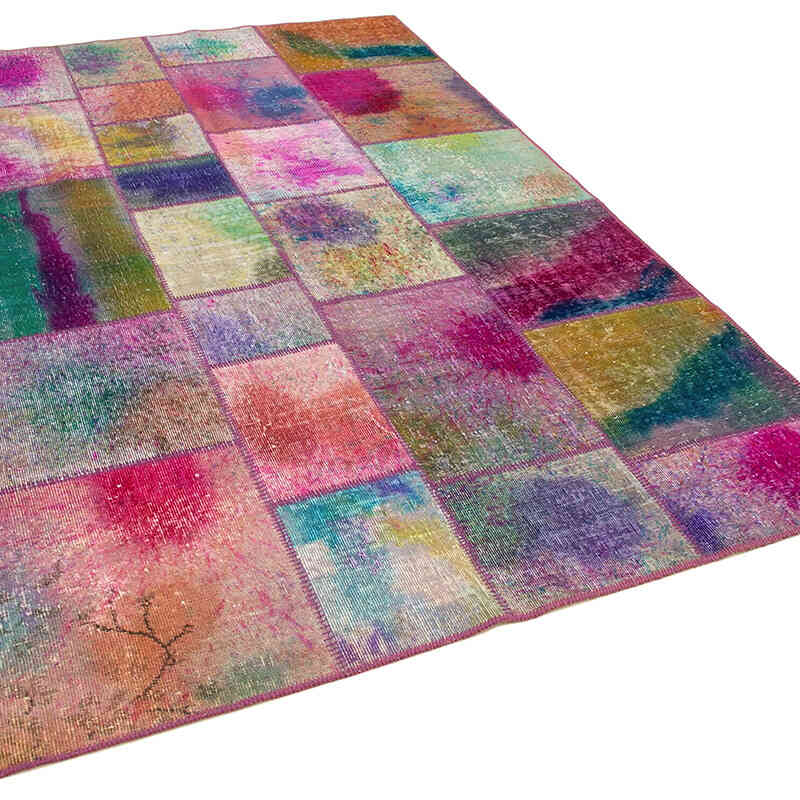 Patchwork Hand-Knotted Turkish Rug - 5' 6" x 8'  (66" x 96") - K0064198