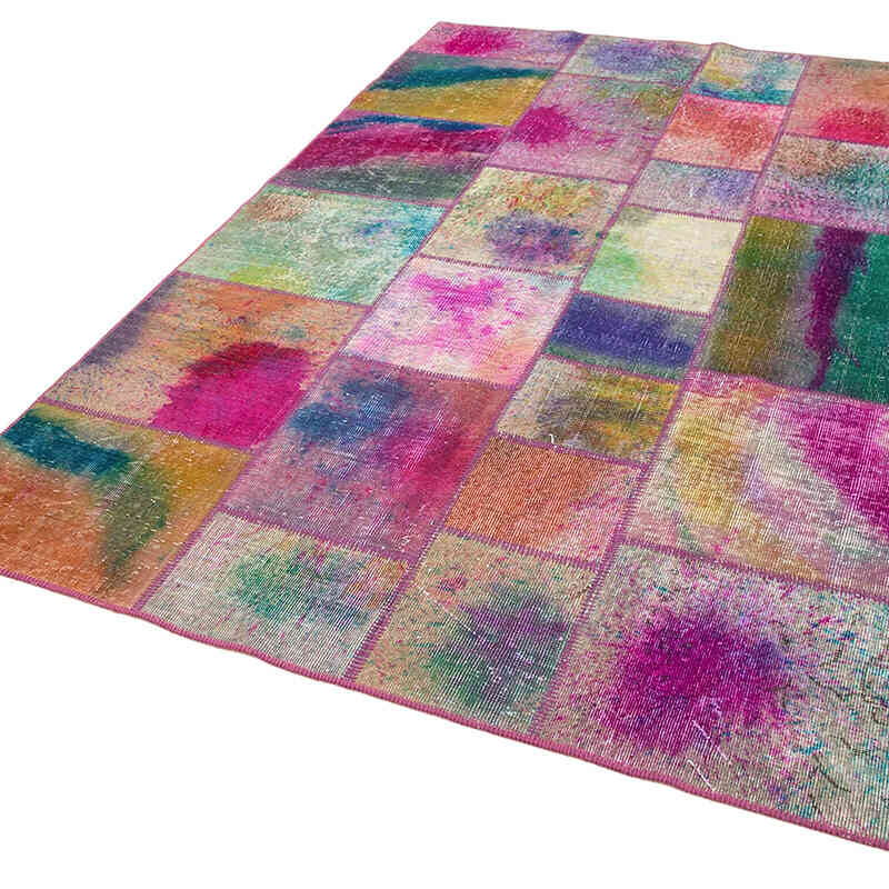 Patchwork Hand-Knotted Turkish Rug - 5' 6" x 8'  (66" x 96") - K0064198