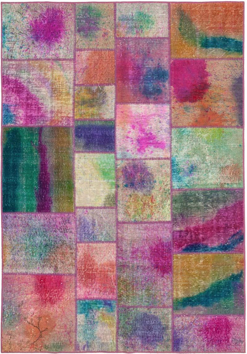 Patchwork Hand-Knotted Turkish Rug - 5' 6" x 8'  (66" x 96") - K0064198