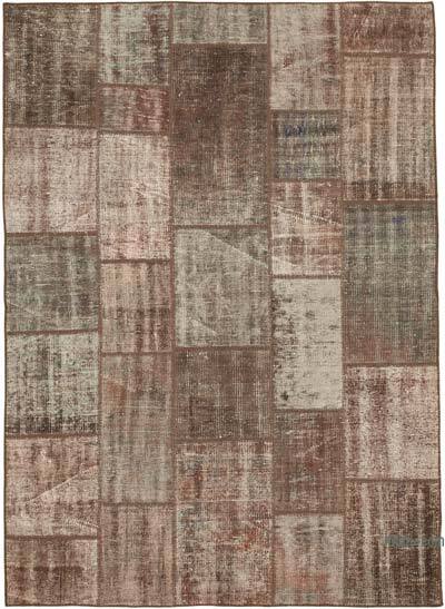 Patchwork Hand-Knotted Turkish Rug - 5' 8" x 7' 9" (68" x 93")