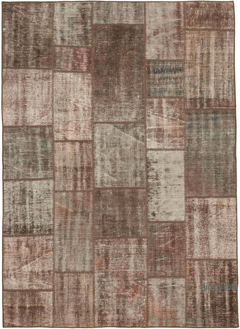Patchwork Hand-Knotted Turkish Rug - 5' 8" x 7' 9" (68" x 93") - K0064201