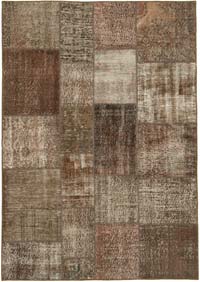 Patchwork Hand-Knotted Turkish Rug - 5' 7" x 7' 11" (67" x 95")