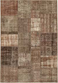 Patchwork Hand-Knotted Turkish Rug - 5' 7" x 8'  (67" x 96")
