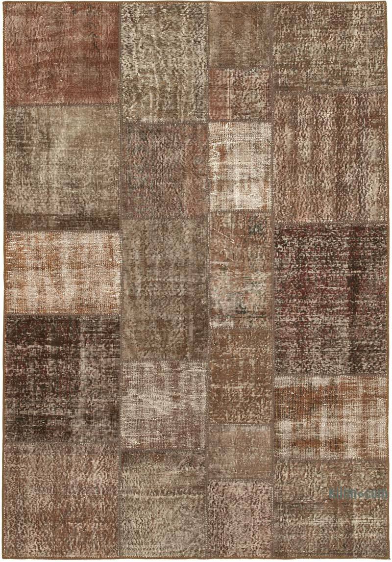 Patchwork Hand-Knotted Turkish Rug - 5' 7" x 8'  (67" x 96") - K0064208