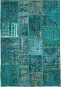 Patchwork Hand-Knotted Turkish Rug - 5' 7" x 8'  (67" x 96")