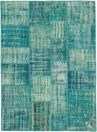 Patchwork Hand-Knotted Turkish Rug - 5' 9" x 7' 11" (69" x 95")