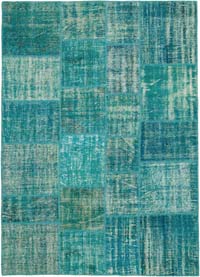 Patchwork Hand-Knotted Turkish Rug - 5' 8" x 7' 10" (68" x 94")