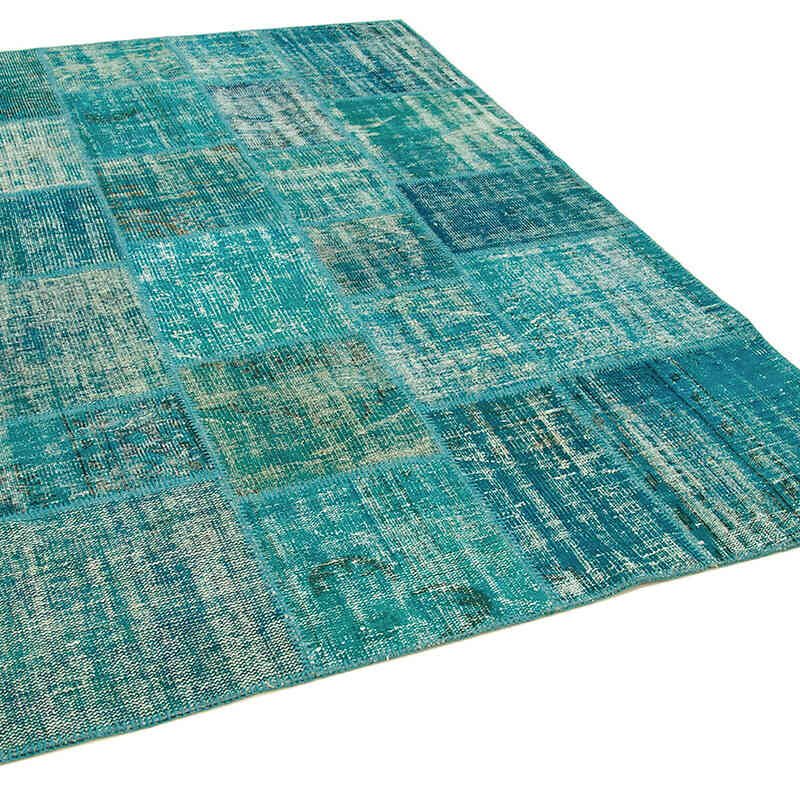 Patchwork Hand-Knotted Turkish Rug - 5' 8" x 7' 10" (68" x 94") - K0064211