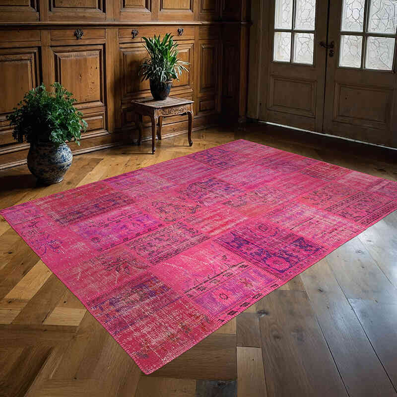 Patchwork Hand-Knotted Turkish Rug - 5' 9" x 7' 11" (69" x 95") - K0064212