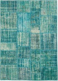 Patchwork Hand-Knotted Turkish Rug - 5' 9" x 7' 10" (69" x 94")