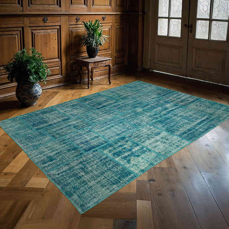 Patchwork Hand-Knotted Turkish Rug - 5' 9" x 8' 1" (69" x 97") - K0064216