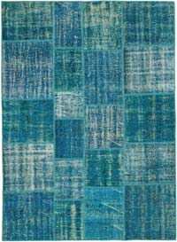 Patchwork Hand-Knotted Turkish Rug - 5' 9" x 8'  (69" x 96")