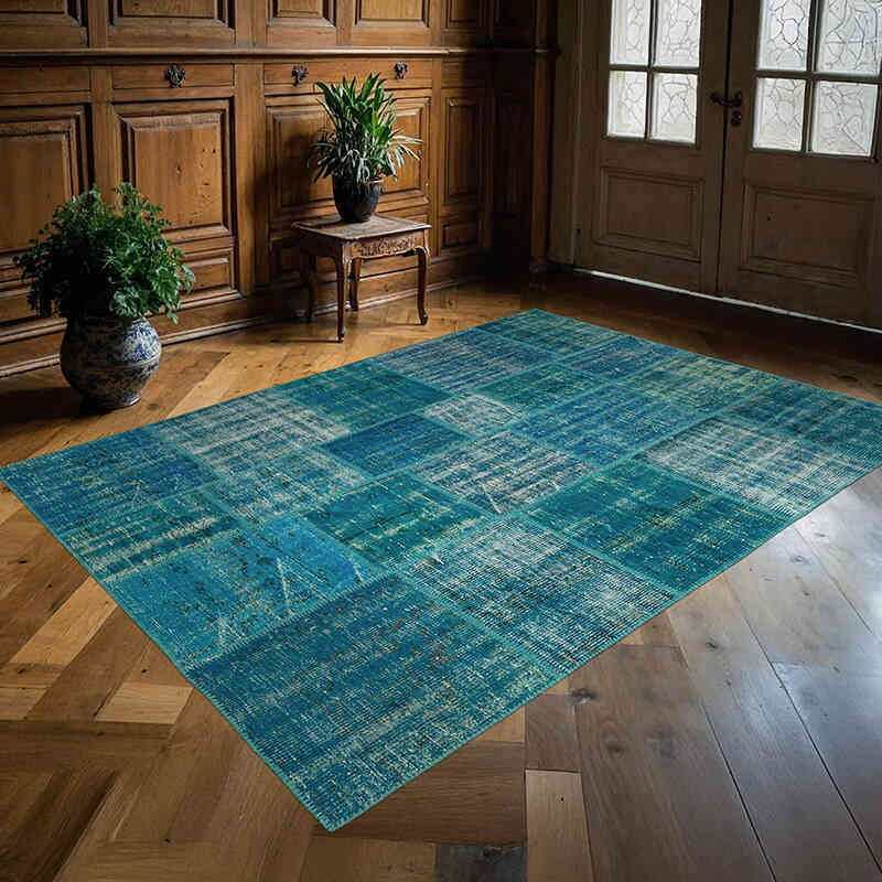 Patchwork Hand-Knotted Turkish Rug - 5' 9" x 8'  (69" x 96") - K0064217