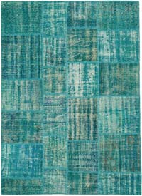 Patchwork Hand-Knotted Turkish Rug - 5' 9" x 8'  (69" x 96")