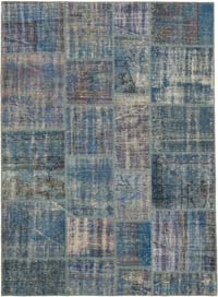 Patchwork Hand-Knotted Turkish Rug - 5' 9" x 8'  (69" x 96")