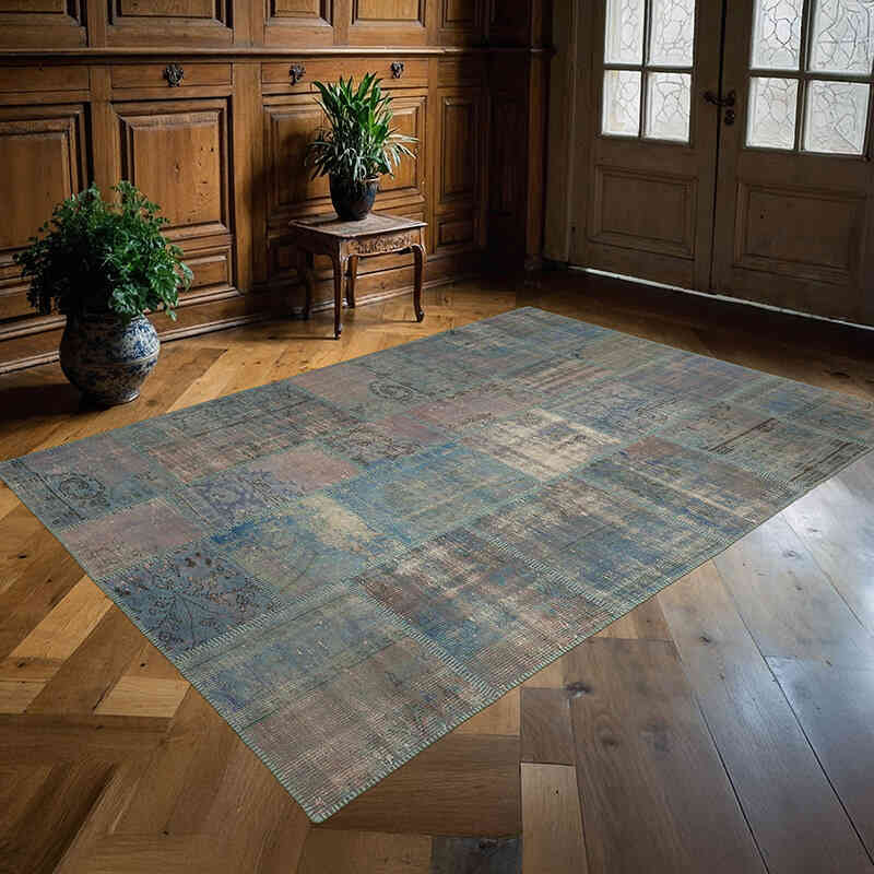 Patchwork Hand-Knotted Turkish Rug - 5' 10" x 8' 1" (70" x 97") - K0064220