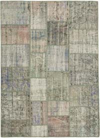 Patchwork Hand-Knotted Turkish Rug - 5' 9" x 8'  (69" x 96")