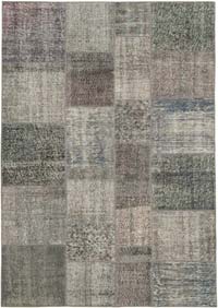 Patchwork Hand-Knotted Turkish Rug - 5' 7" x 7' 11" (67" x 95")