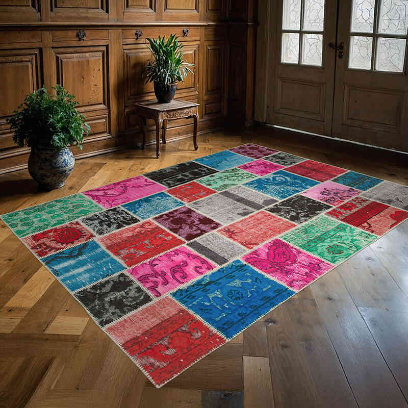 Patchwork El Dokuma Halı - 179 cm x 243 cm - K0064234