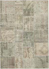 Patchwork Hand-Knotted Turkish Rug - 5' 7" x 7' 10" (67" x 94")
