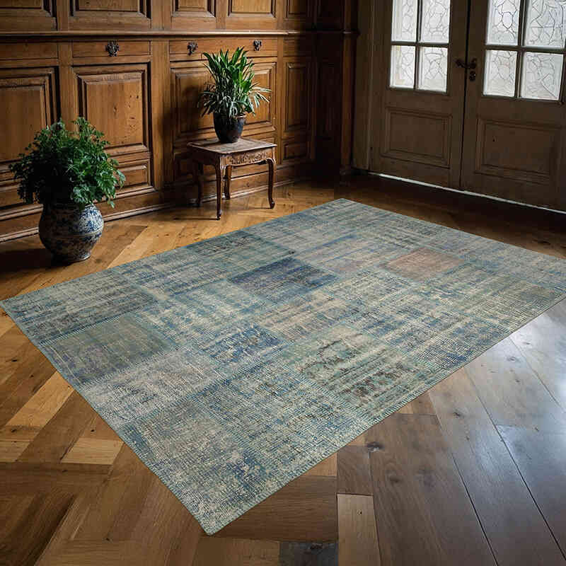 Patchwork Hand-Knotted Turkish Rug - 5' 9" x 8'  (69" x 96") - K0064241