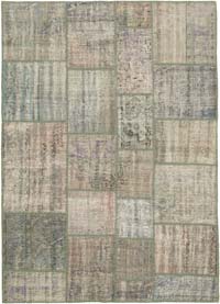 Patchwork Hand-Knotted Turkish Rug - 5' 9" x 7' 11" (69" x 95")