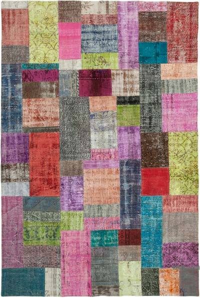 Patchwork Hand-Knotted Turkish Rug - 6' 8" x 9' 11" (80 in. x 119 in.)