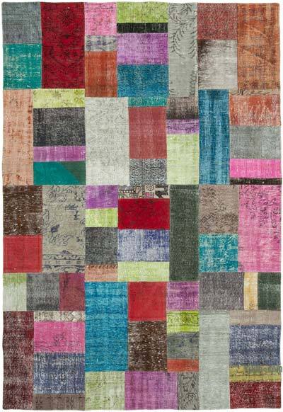 Patchwork Hand-Knotted Turkish Rug - 6' 8" x 9' 10" (80 in. x 118 in.)