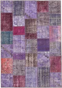 Patchwork Hand-Knotted Turkish Rug - 4' 8" x 6' 7" (56" x 79")