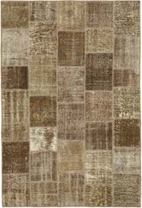 Patchwork Hand-Knotted Turkish Rug - 4' 8" x 6' 9" (56" x 81")