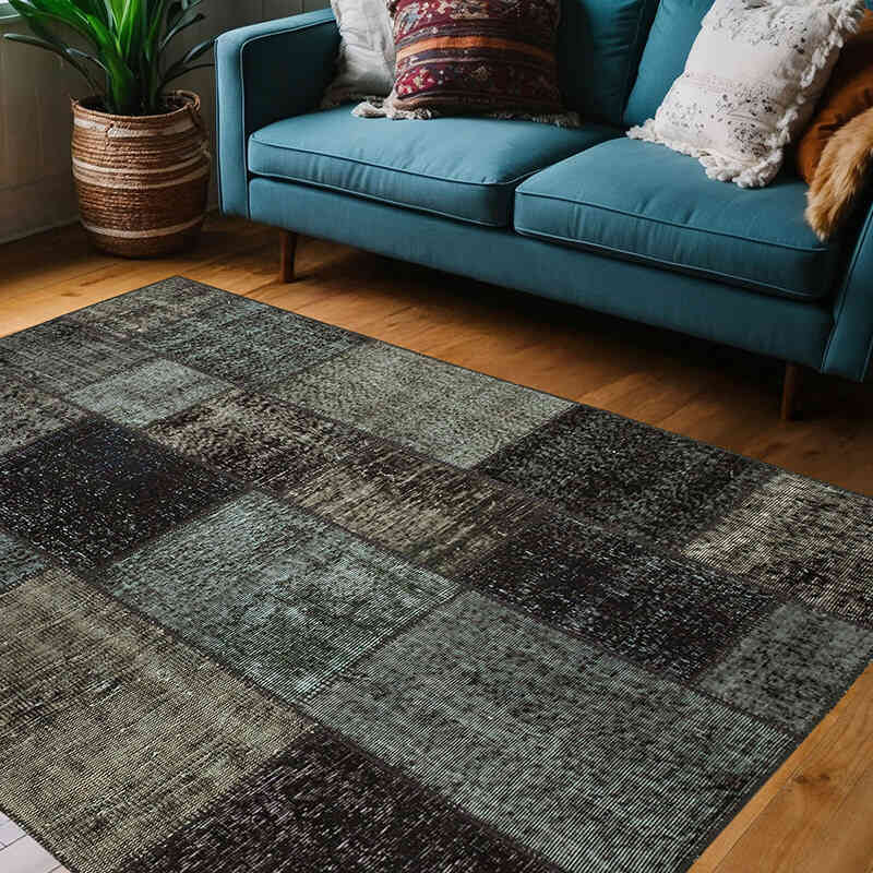 Patchwork Hand-Knotted Turkish Rug - 4' 9" x 6' 7" (57" x 79") - K0064270