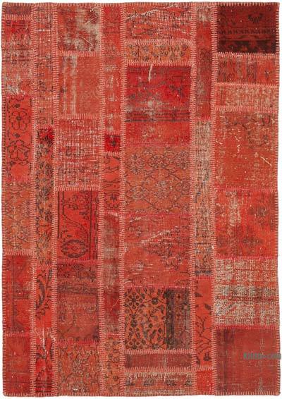 Patchwork Hand-Knotted Turkish Rug - 4' 5" x 6' 3" (53 in. x 75 in.)