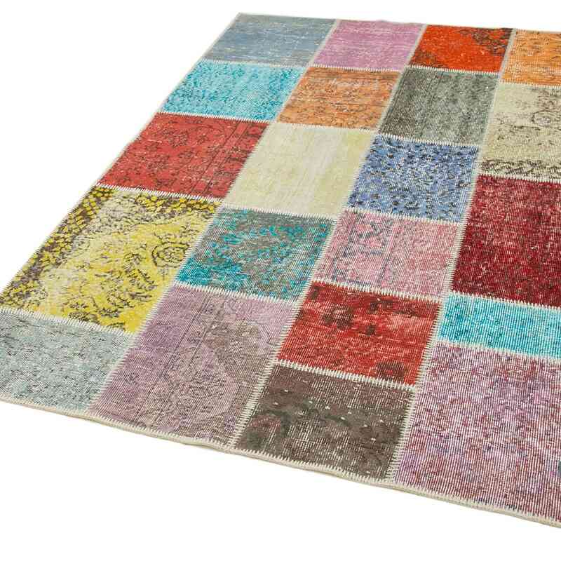 Patchwork Hand-Knotted Turkish Rug - 4' 8" x 6' 9" (56" x 81") - K0064280