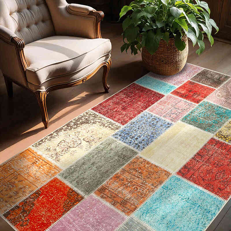 Patchwork El Dokuma Halı - 143 cm x 206 cm - K0064280