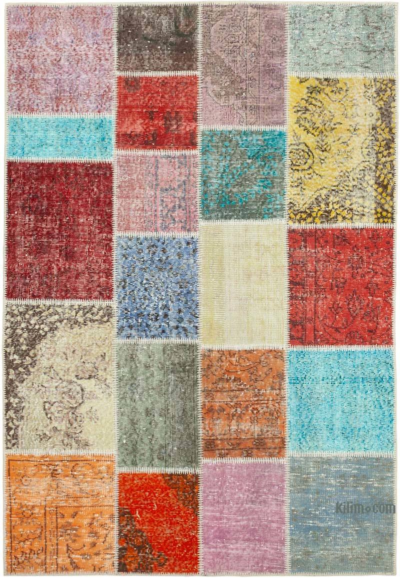 Patchwork Hand-Knotted Turkish Rug - 4' 8" x 6' 9" (56" x 81") - K0064280