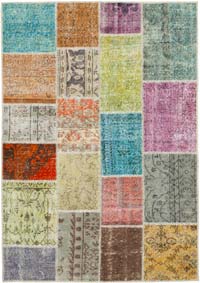 Patchwork Hand-Knotted Turkish Rug - 4' 9" x 6' 8" (57" x 80")