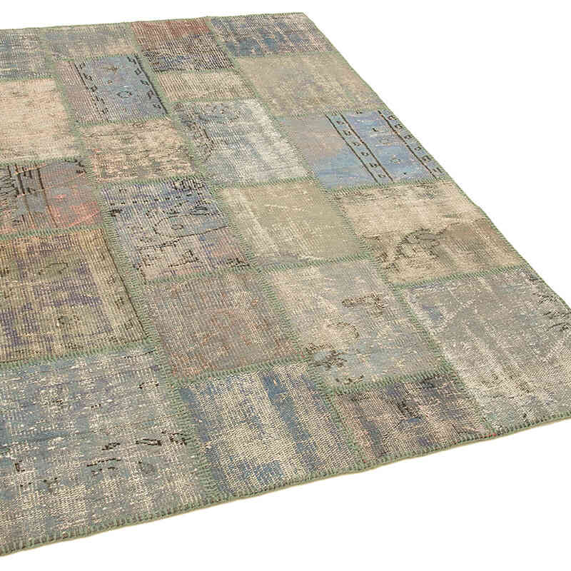 Patchwork Hand-Knotted Turkish Rug - 4' 7" x 6' 8" (55" x 80") - K0064282