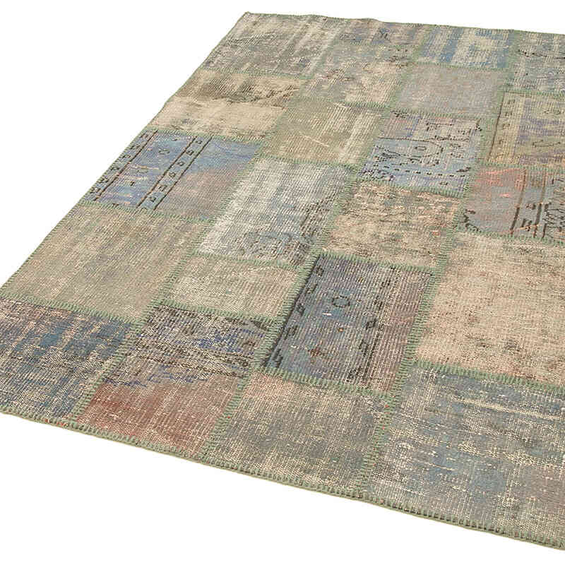 Patchwork Hand-Knotted Turkish Rug - 4' 7" x 6' 8" (55" x 80") - K0064282