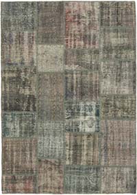 Patchwork Hand-Knotted Turkish Rug - 4' 11" x 6' 11" (59" x 83")